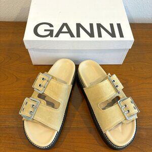GANNI Buckled Suede Platform Sandals (NWT)